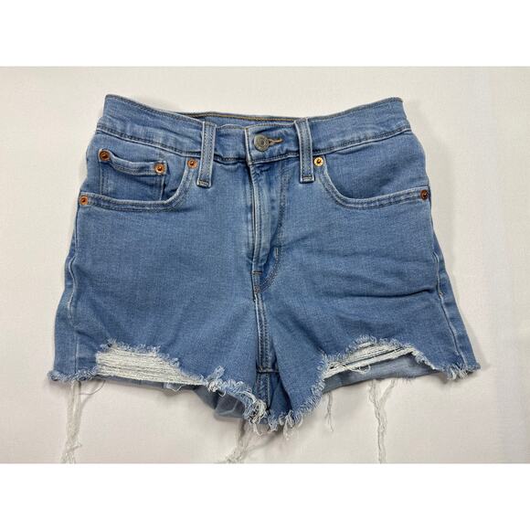 Levi's Pants - Levi's Women's High Rise Raw Hem Blue Denim Shorts - Size 25 (24x2.5)